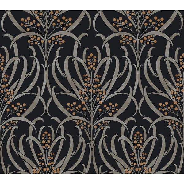 W3927 - 8 Black | Kravet Design | Ronald Redding Arts & Crafts | Botanical & Floral Wallcovering Print