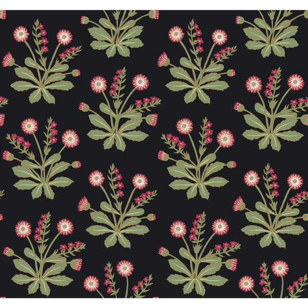 W3928 - 817 Black | Kravet Design | Ronald Redding Arts & Crafts | Botanical & Floral Wallcovering Print