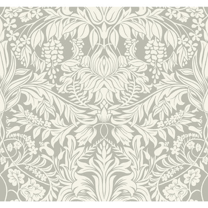 W3932 - 11 Grey | Kravet Design | Ronald Redding Arts & Crafts | Botanical & Floral Damask Wallcovering Print