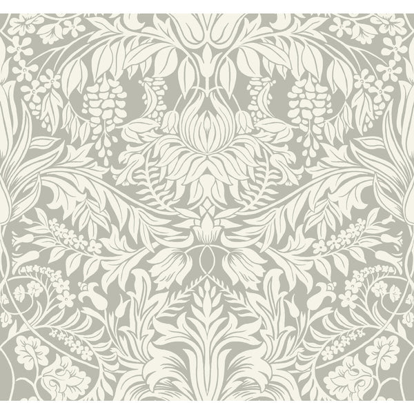 W3932 - 11 Grey | Kravet Design | Ronald Redding Arts & Crafts | Botanical & Floral Damask Wallcovering Print
