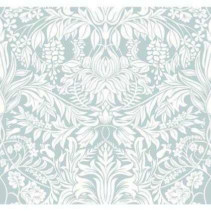 W3932 - 15 Spa | Kravet Design | Ronald Redding Arts & Crafts | Botanical & Floral Damask Wallcovering Print