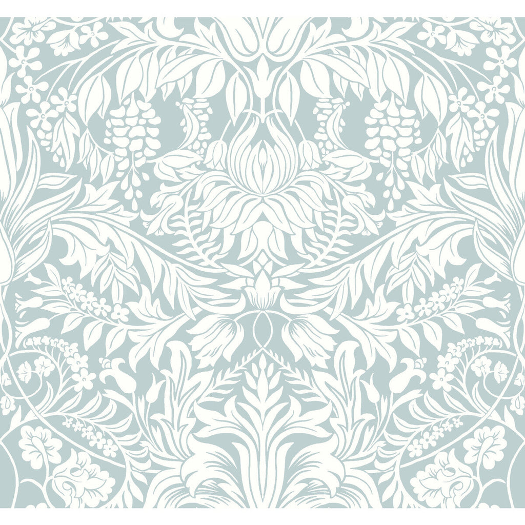W3932 - 15 Spa | Kravet Design | Ronald Redding Arts & Crafts | Botanical & Floral Damask Wallcovering Print