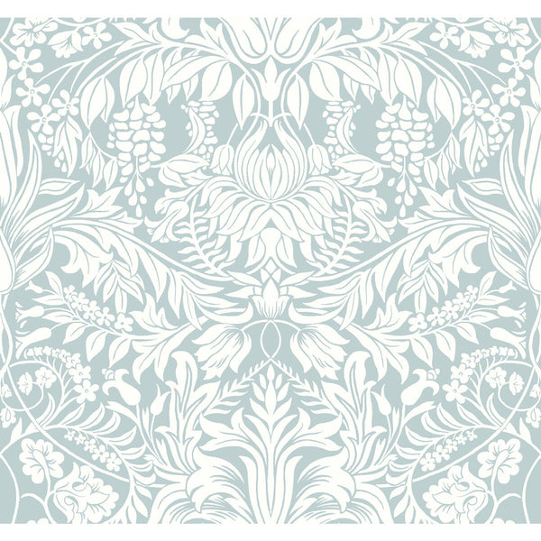 W3932 - 15 Spa | Kravet Design | Ronald Redding Arts & Crafts | Botanical & Floral Damask Wallcovering Print