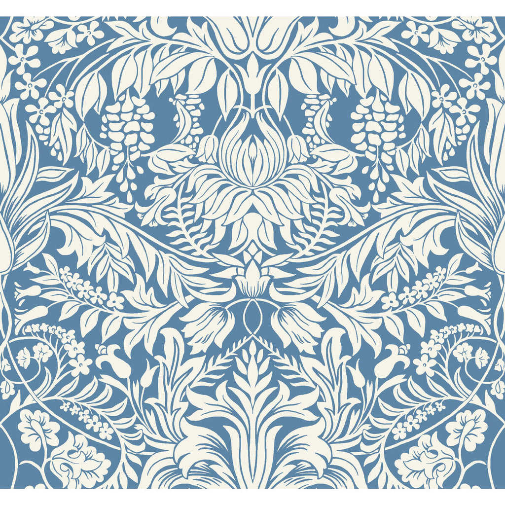 W3932 - 5 Blue | Kravet Design | Ronald Redding Arts & Crafts | Botanical & Floral Damask Wallcovering Print