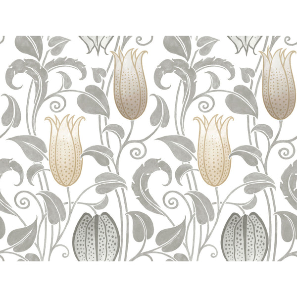 W3933 - 1611 Beige | Kravet Design | Ronald Redding Arts & Crafts | Botanical & Floral Wallcovering Print