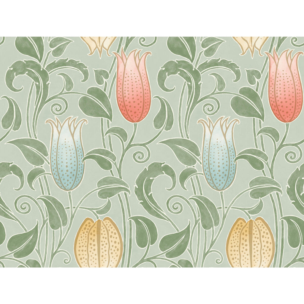 W3933 - 340 Sage | Kravet Design | Ronald Redding Arts & Crafts | Botanical & Floral Wallcovering Print