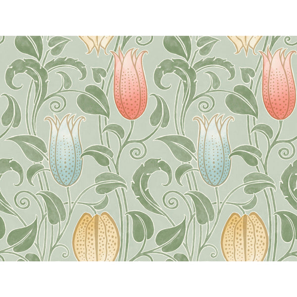W3933 - 340 Sage | Kravet Design | Ronald Redding Arts & Crafts | Botanical & Floral Wallcovering Print