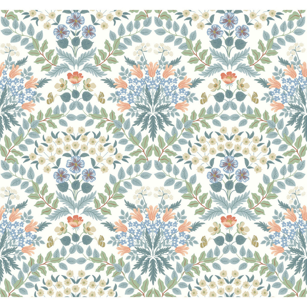 Kravet Design - W3941-1523 Blue | Kravet Design | Rifle Paper Co Second Edition | Botanical & Floral Metallic Wallcovering Print