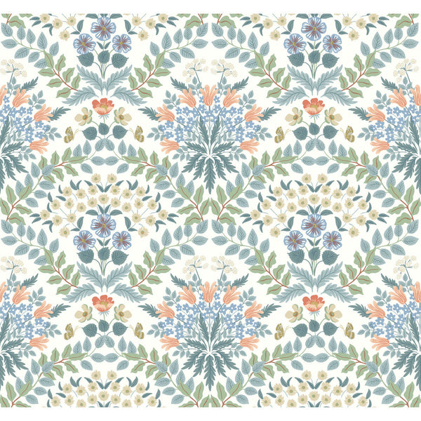Kravet Design - W3941-1523 Blue | Kravet Design | Rifle Paper Co Second Edition | Botanical & Floral Metallic Wallcovering Print