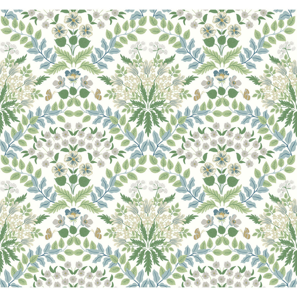 Kravet Design - W3941-153 Green | Kravet Design | Rifle Paper Co Second Edition | Botanical & Floral Metallic Wallcovering Print