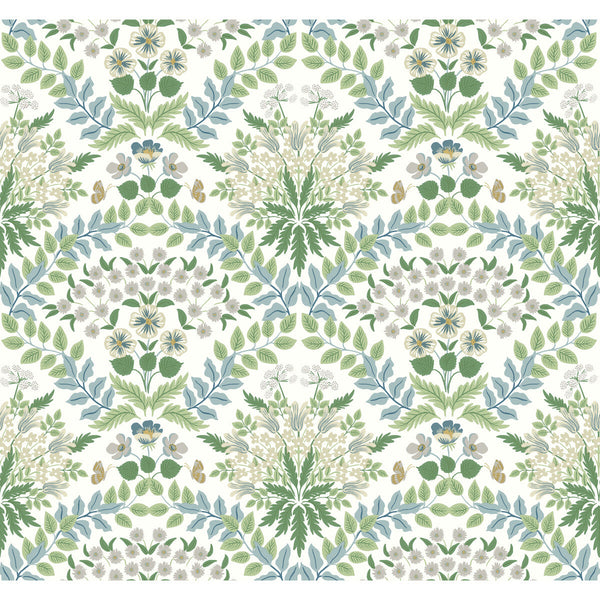 Kravet Design - W3941-153 Green | Kravet Design | Rifle Paper Co Second Edition | Botanical & Floral Metallic Wallcovering Print