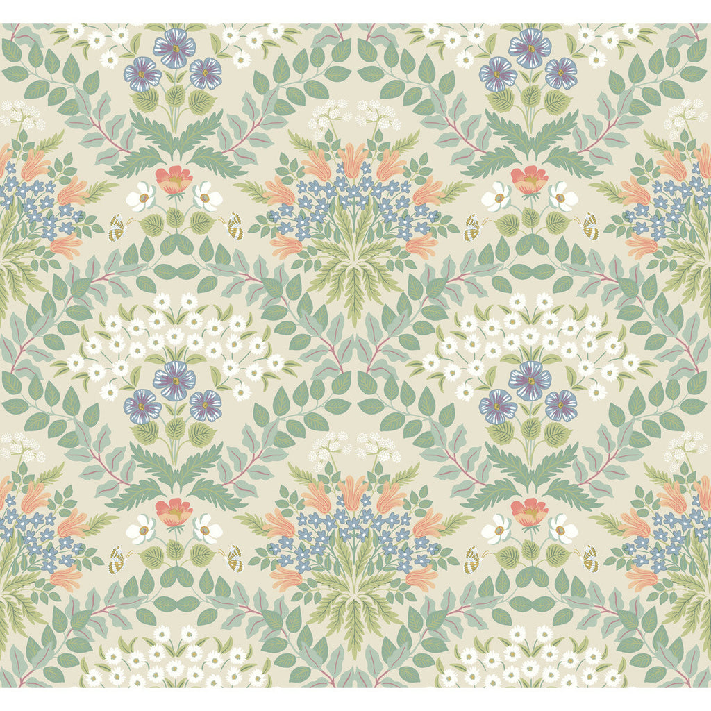 Kravet Design - W3941-1623 Green | Kravet Design | Rifle Paper Co Second Edition | Botanical & Floral Metallic Wallcovering Print