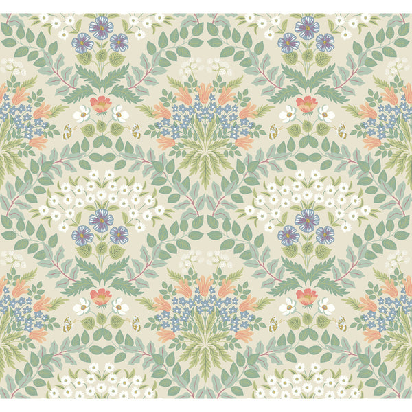 Kravet Design - W3941-1623 Green | Kravet Design | Rifle Paper Co Second Edition | Botanical & Floral Metallic Wallcovering Print