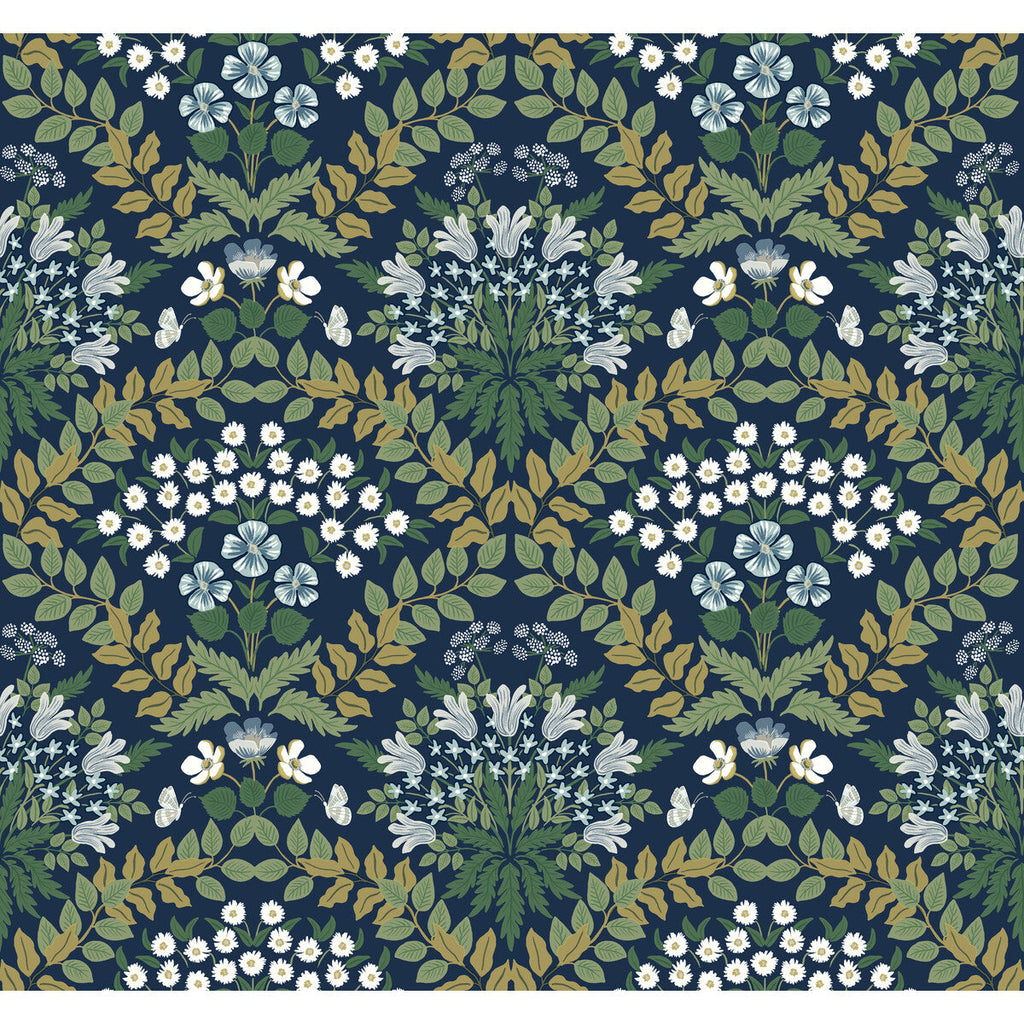 Kravet Design - W3941-315 Blue | Kravet Design | Rifle Paper Co Second Edition | Botanical & Floral Metallic Wallcovering Print