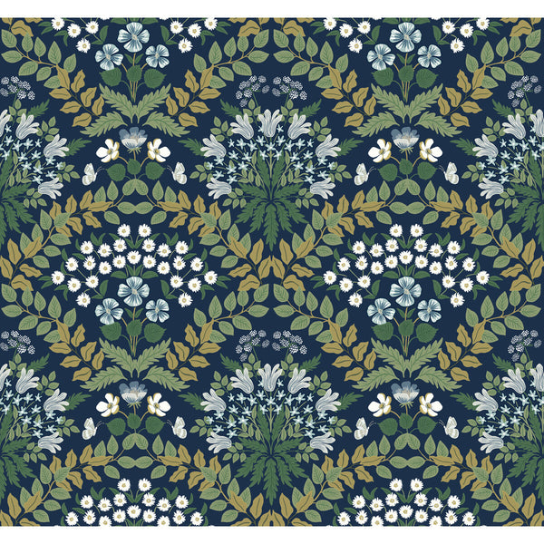 Kravet Design - W3941-315 Blue | Kravet Design | Rifle Paper Co Second Edition | Botanical & Floral Metallic Wallcovering Print