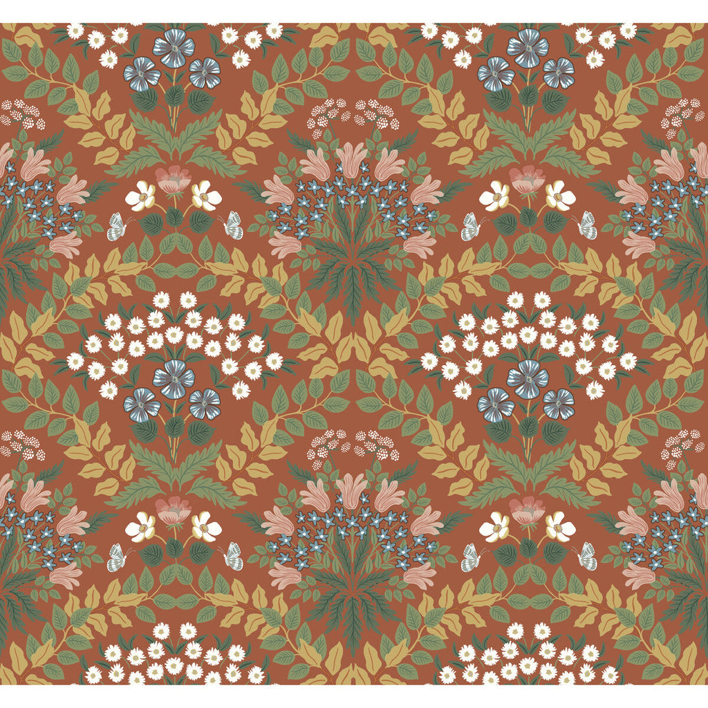 Kravet Design - W3941-630 Rust | Kravet Design | Rifle Paper Co Second Edition | Botanical & Floral Metallic Wallcovering Print