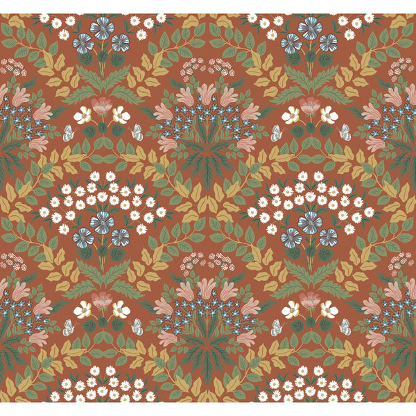 Kravet Design - W3941-630 Rust | Kravet Design | Rifle Paper Co Second Edition | Botanical & Floral Metallic Wallcovering Print
