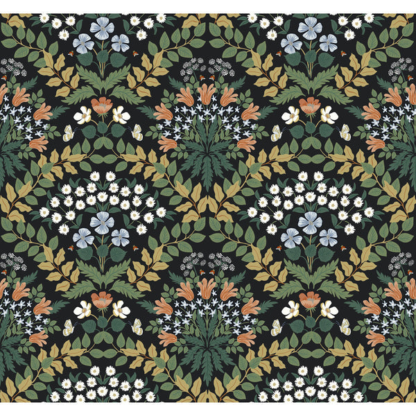 Kravet Design - W3941-830 Black | Kravet Design | Rifle Paper Co Second Edition | Botanical & Floral Metallic Wallcovering Print