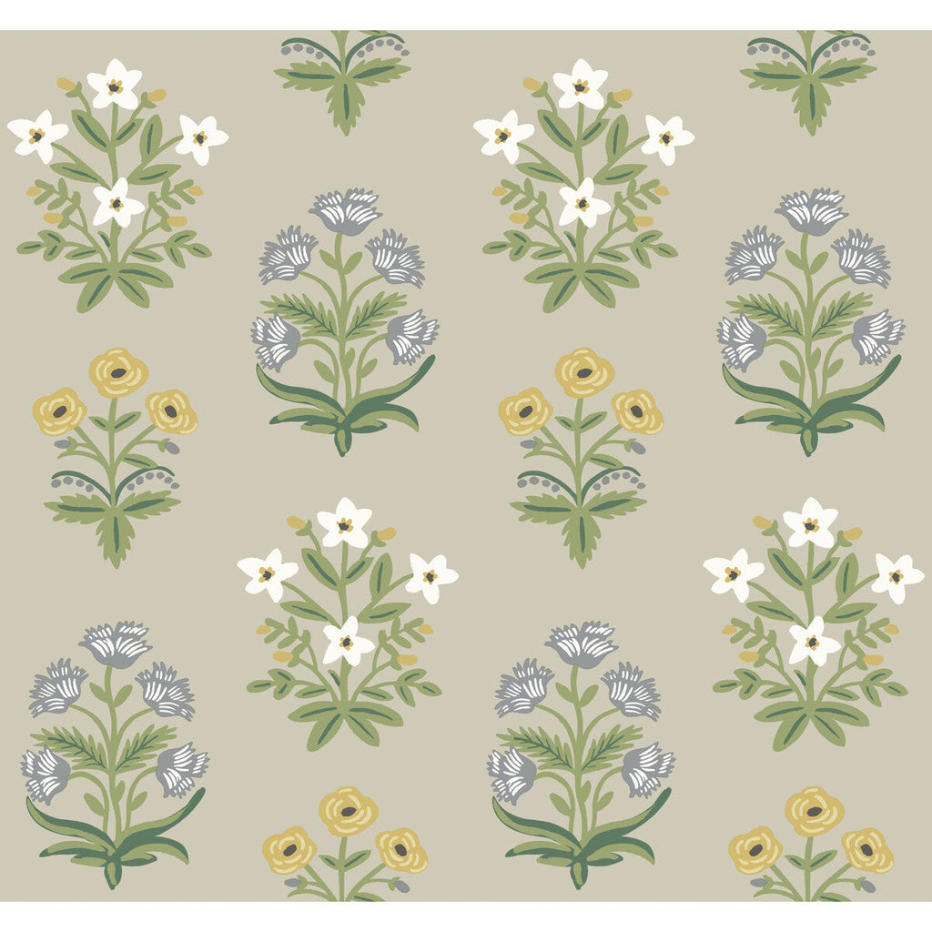 Kravet Design - W3942-1623 Grey | Kravet Design | Rifle Paper Co Second Edition | Botanical & Floral Metallic Wallcovering Print