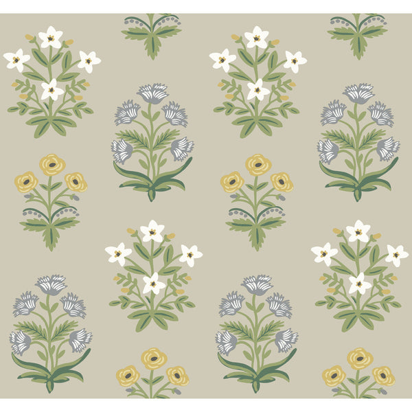 Kravet Design - W3942-1623 Grey | Kravet Design | Rifle Paper Co Second Edition | Botanical & Floral Metallic Wallcovering Print