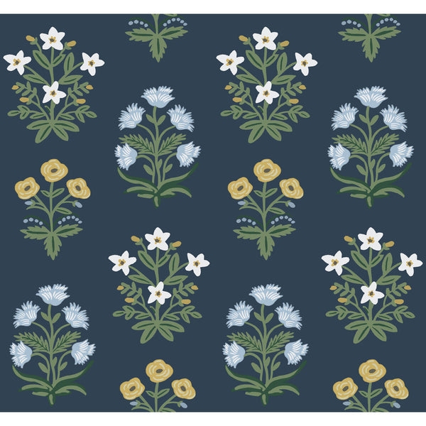 Kravet Design - W3942-34 Blue | Kravet Design | Rifle Paper Co Second Edition | Botanical & Floral Metallic Wallcovering Print
