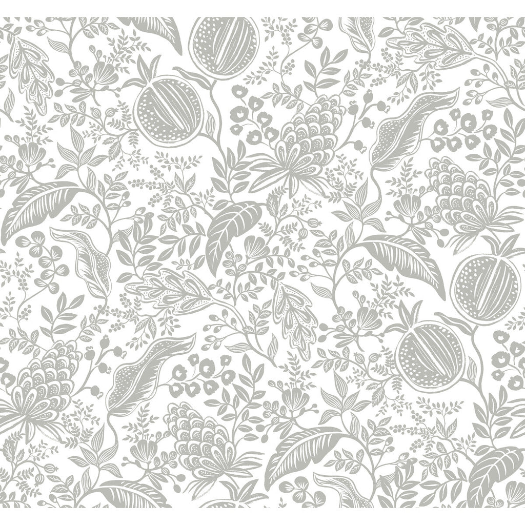 Kravet Design - W3944-11 Silver | Kravet Design | Rifle Paper Co Second Edition | Botanical & Floral Metallic Wallcovering Print