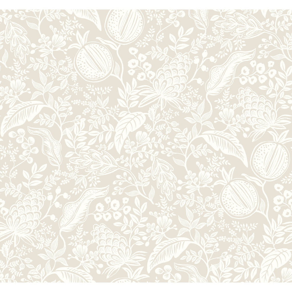 Kravet Design - W3944-161 Beige | Kravet Design | Rifle Paper Co Second Edition | Botanical & Floral Metallic Wallcovering Print