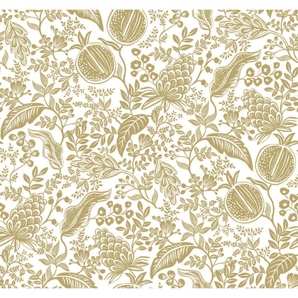 W3944-4 Gold | Kravet Design | Rifle Paper Co Second Edition | Botanical & Floral Metallic Wallcovering Print