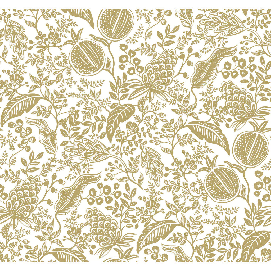 Kravet Design - W3944-4 Gold | Kravet Design | Rifle Paper Co Second Edition | Botanical & Floral Metallic Wallcovering Print