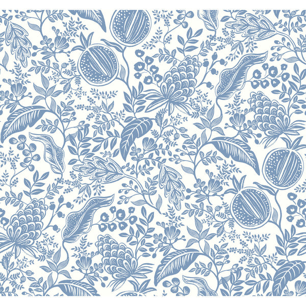Kravet Design - W3944-51 Blue | Kravet Design | Rifle Paper Co Second Edition | Botanical & Floral Metallic Wallcovering Print