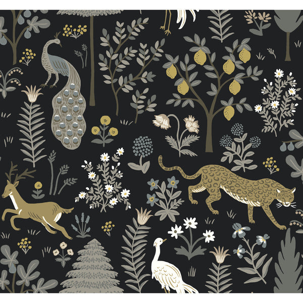 Kravet Design - W3945-830 Black | Kravet Design | Rifle Paper Co Second Edition | Botanical & Floral Animal/Insects Wallcovering Print