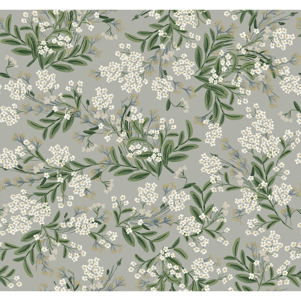 Kravet Design - W3948-1123 Grey | Kravet Design | Rifle Paper Co Second Edition | Botanical & Floral Metallic Wallcovering Print