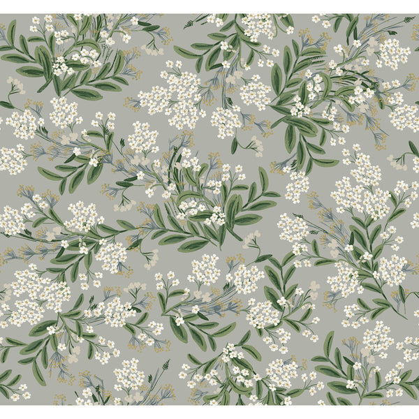 Kravet Design - W3948-1123 Grey | Kravet Design | Rifle Paper Co Second Edition | Botanical & Floral Metallic Wallcovering Print