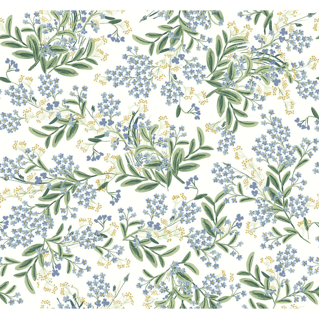 Kravet Design - W3948-153 Blue | Kravet Design | Rifle Paper Co Second Edition | Botanical & Floral Metallic Wallcovering Print