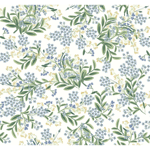 Kravet Design - W3948-153 Blue | Kravet Design | Rifle Paper Co Second Edition | Botanical & Floral Metallic Wallcovering Print