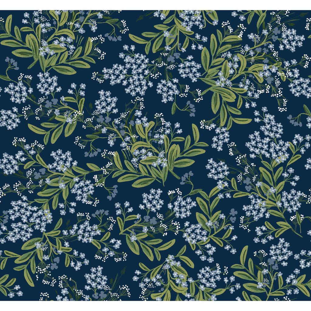 Kravet Design - W3948-350 Blue | Kravet Design | Rifle Paper Co Second Edition | Botanical & Floral Metallic Wallcovering Print