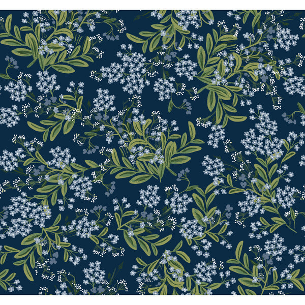 Kravet Design - W3948-350 Blue | Kravet Design | Rifle Paper Co Second Edition | Botanical & Floral Metallic Wallcovering Print
