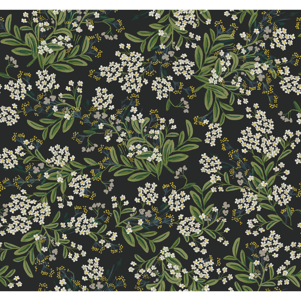 Kravet Design - W3948-81 Black | Kravet Design | Rifle Paper Co Second Edition | Botanical & Floral Metallic Wallcovering Print