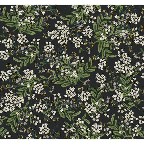 Kravet Design - W3948-81 Black | Kravet Design | Rifle Paper Co Second Edition | Botanical & Floral Metallic Wallcovering Print
