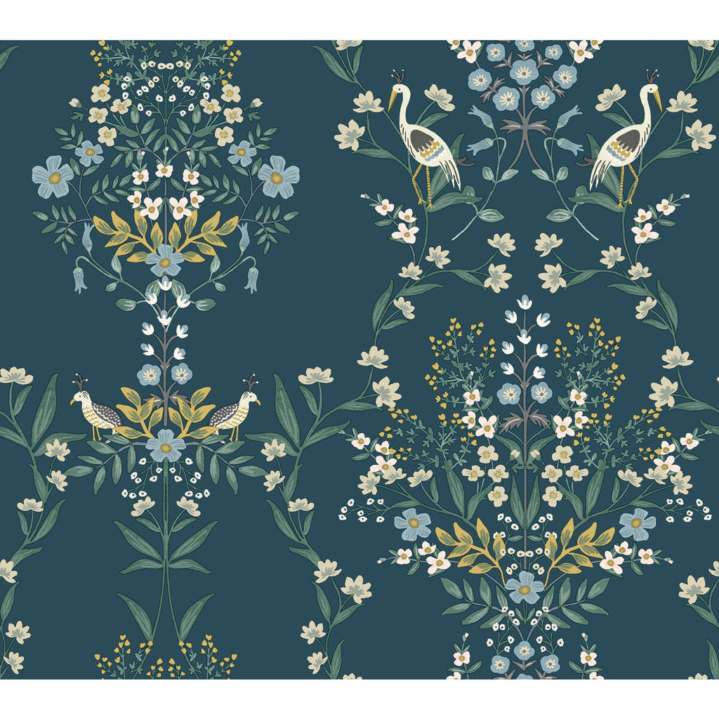 Kravet Design - W3949-516 Turquoise | Kravet Design | Rifle Paper Co Second Edition | Botanical & Floral Animal/Insects Wallcovering Print
