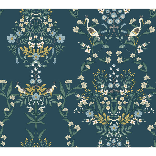 Kravet Design - W3949-516 Turquoise | Kravet Design | Rifle Paper Co Second Edition | Botanical & Floral Animal/Insects Wallcovering Print