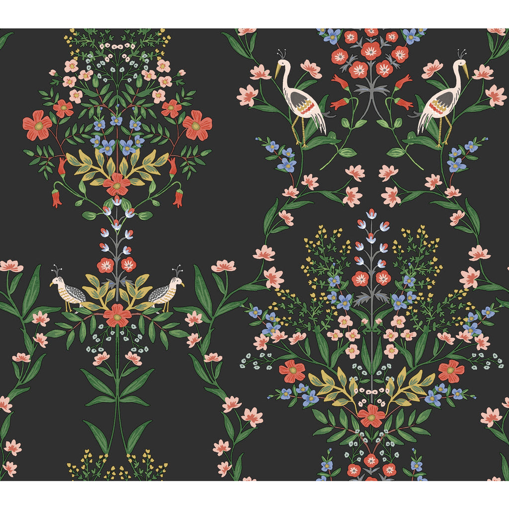 Kravet Design - W3949-819 Black | Kravet Design | Rifle Paper Co Second Edition | Botanical & Floral Animal/Insects Wallcovering Print