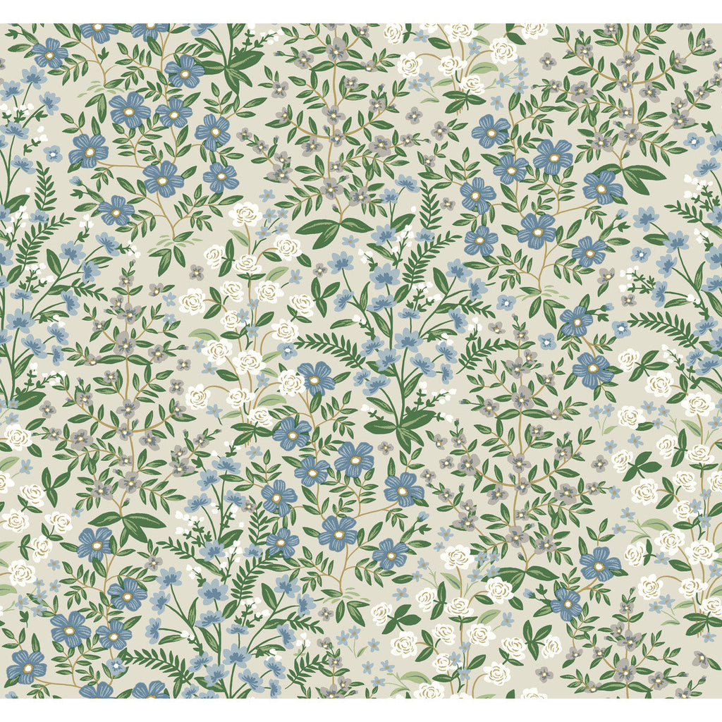 Kravet Design - W3950-1615 Blue | Kravet Design | Rifle Paper Co Second Edition | Botanical & Floral Metallic Wallcovering Print