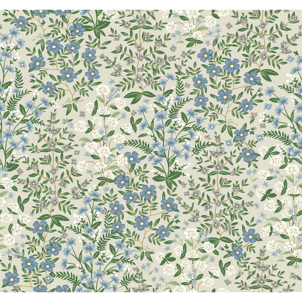 Kravet Design - W3950-1615 Blue | Kravet Design | Rifle Paper Co Second Edition | Botanical & Floral Metallic Wallcovering Print