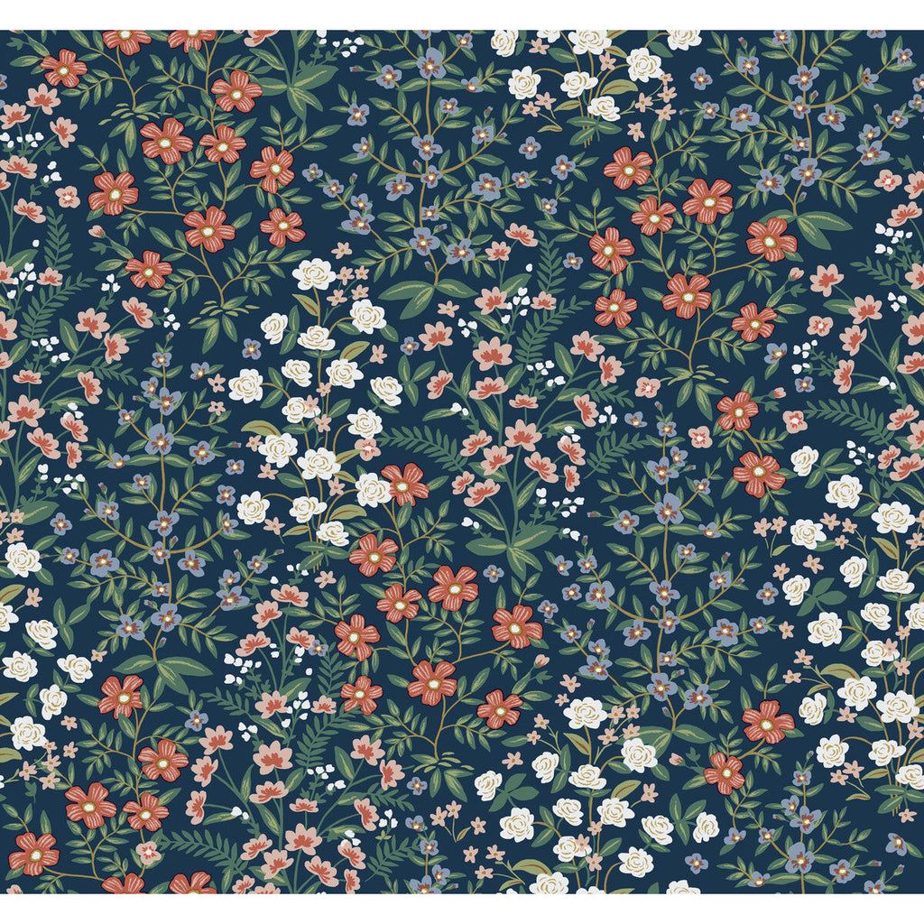 Kravet Design - W3950-195 Blue | Kravet Design | Rifle Paper Co Second Edition | Botanical & Floral Metallic Wallcovering Print