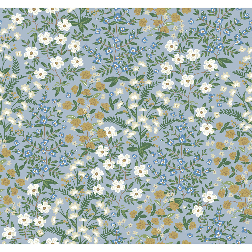 Kravet Design - W3950-415 Blue | Kravet Design | Rifle Paper Co Second Edition | Botanical & Floral Metallic Wallcovering Print