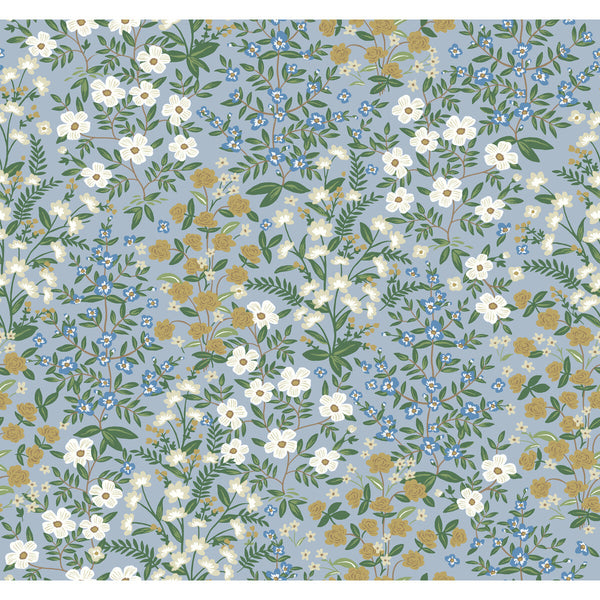 Kravet Design - W3950-415 Blue | Kravet Design | Rifle Paper Co Second Edition | Botanical & Floral Metallic Wallcovering Print