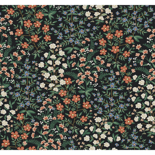 Kravet Design - W3950-819 Black | Kravet Design | Rifle Paper Co Second Edition | Botanical & Floral Metallic Wallcovering Print