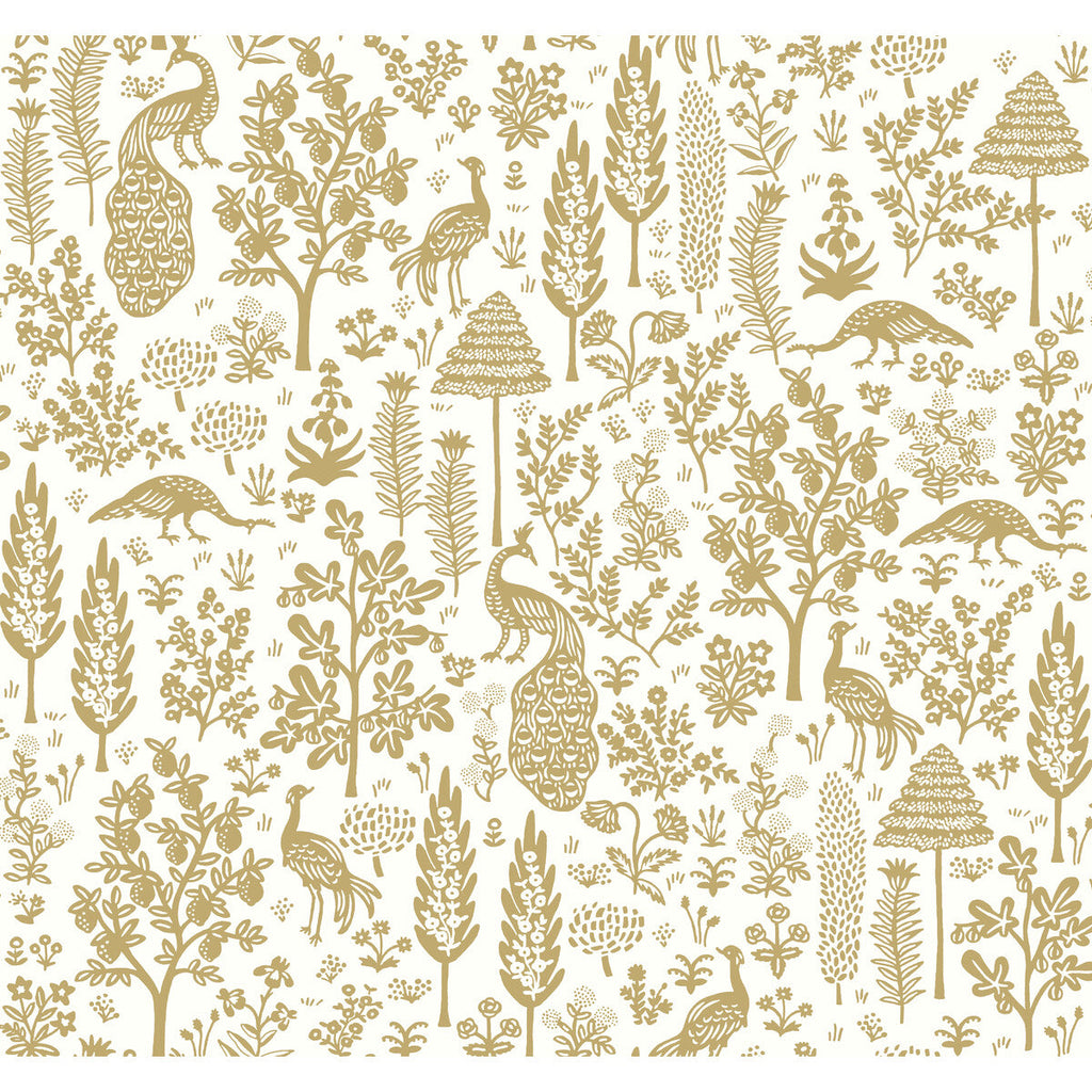 Kravet Design - W3951-4 Gold | Kravet Design | Rifle Paper Co Second Edition | Botanical & Floral Animal/Insects Wallcovering Print