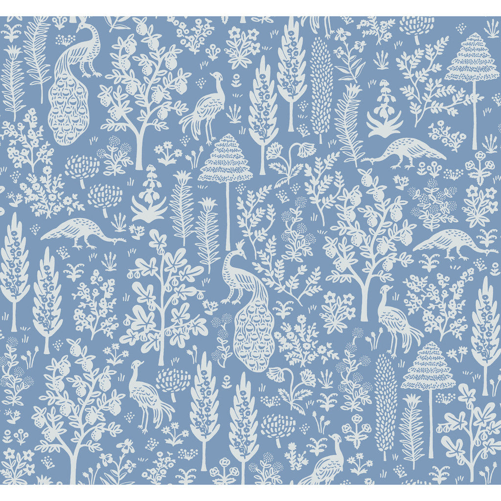 Kravet Design - W3951-51 Light Blue | Kravet Design | Rifle Paper Co Second Edition | Botanical & Floral Animal/Insects Wallcovering Print